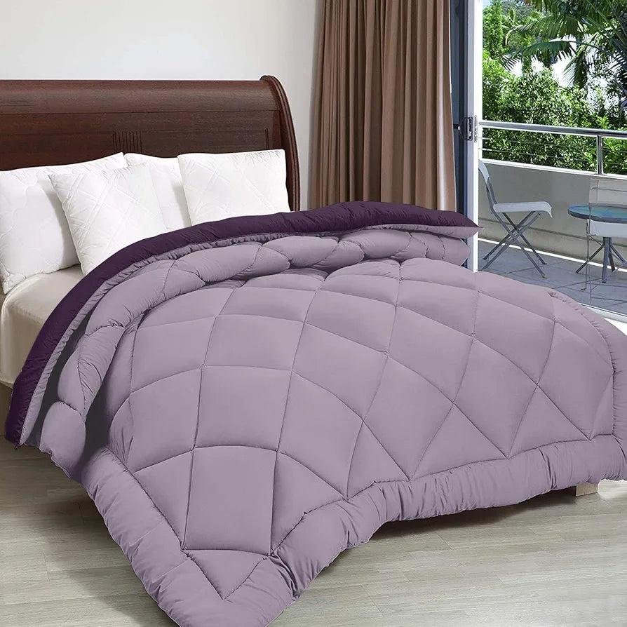 Cloth Fusion Reversible AC Comforter Set Double Bed 220 GSM,Soft Microfibre King Size Quilt Blanket for Winter